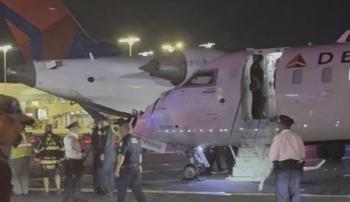 Two Delta Air Lines planes were in contact at the airport...Hit the wing and the fuselage