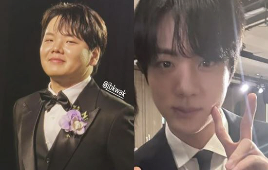 'The wedding hall is fluttering'...BTS Jin made a surprise appearance at Kwak Tube's wedding hall of the same age
