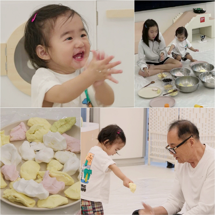 Isn't it Songpyeon Shindong?Kim Yun-ji's daughter Ella makes her first songpyeon at 14 months old. Cute (Sudol)