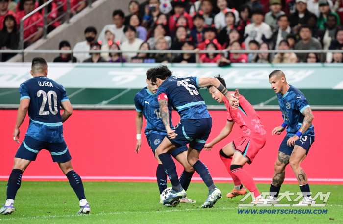  Paraguay players mark Son Heung-min's concentration
