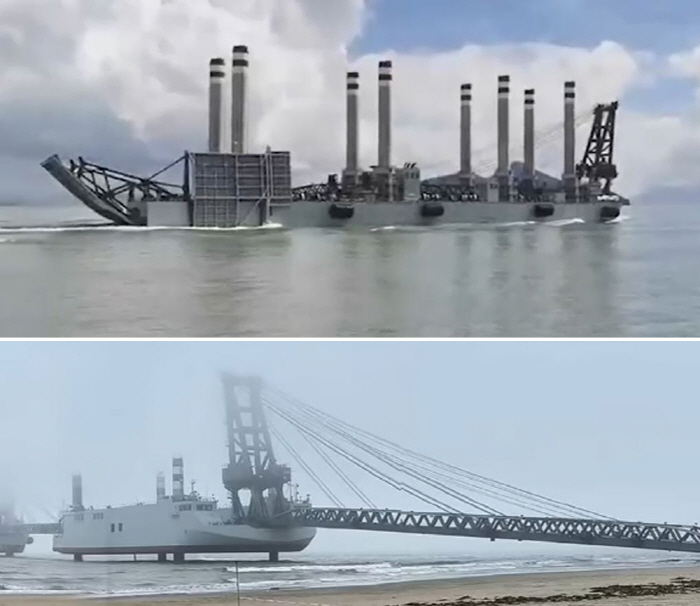 Captured the first movement of a large barge for landing soldiers and equipment...Taiwan tensions rise
