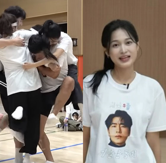 The actress carried Won Bin's nephew Hangarul, Gian84 and so on...When I watched the video again