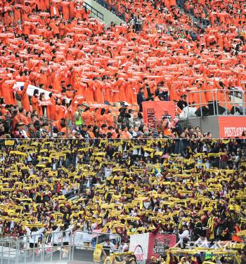 Hanwha LG baseball fans compete for support in KS Game 1