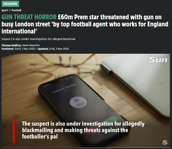 Agent threatening with player guns? How can this happen...EPL star caught up in shocking incident