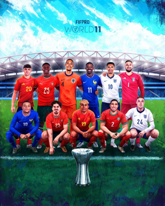 The best star selected by players around the world is Yamal, 18, FIFPRO World's Best 11 Youngest  Youngest Vote