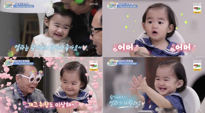 Kim Yunji's daughter Ella and grandfather Lee Sang-hae look exactly the same...Explosion of loveliness (Sudol)