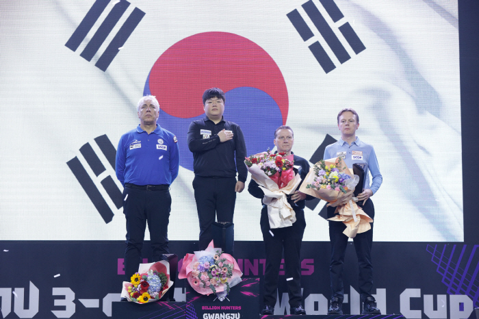 Korea's No. 1 is the world's strongest! Korea's three-cushion ace Cho Myoung-woo defeated world powerhouse to win the Gwangju World Cup of 3 Cushion. He returns to No. 1 in the world ranking