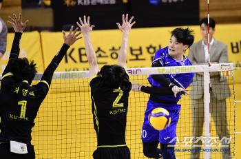  Kim Jung-ho's powerful spike to avoid blocking