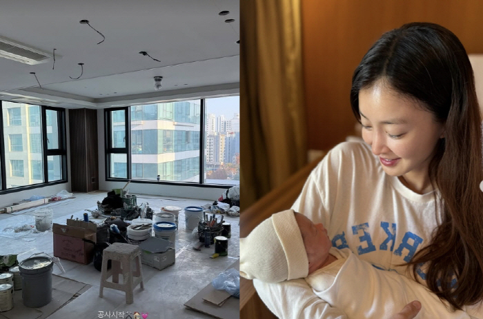 Lee Si-young is starting construction after two weeks of childbirth by ripping open a new house and fixing it