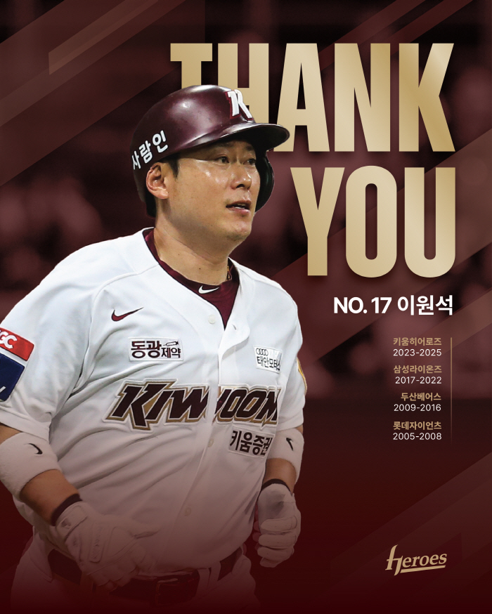 Lee Won-seok, the first multi-year contract protagonist in Kiwoom's history, abruptly announced his retirement and ended his professional career in 21 years 