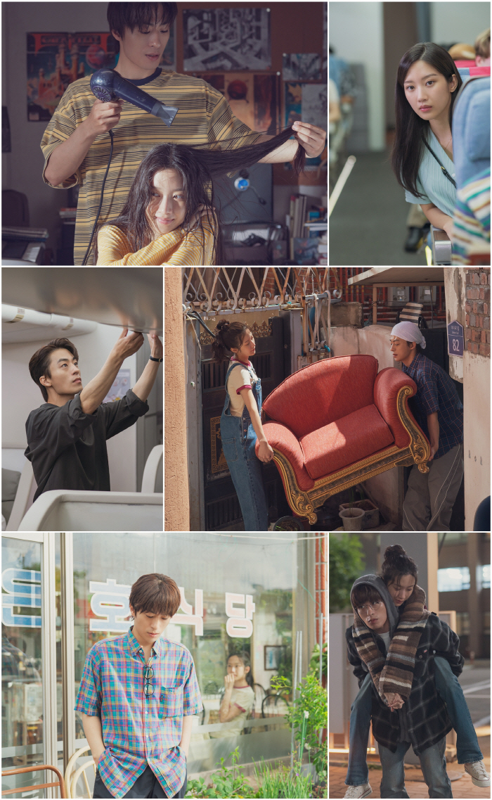 Old exchange ♥ Dry girlfriend's hair and piggyback..Romance, if you get run over by us