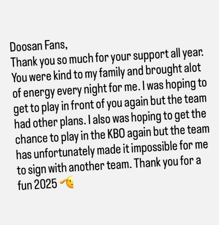 I wanted to go to another team in KBO, but I couldn't sign a contract... Other teams received attention, but they were disappointed that they failed to renew their contracts