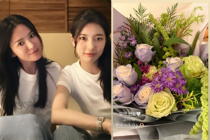 A late birthday party with Song Hye-kyo and Suzy? Surprise gift ♥ Thank you