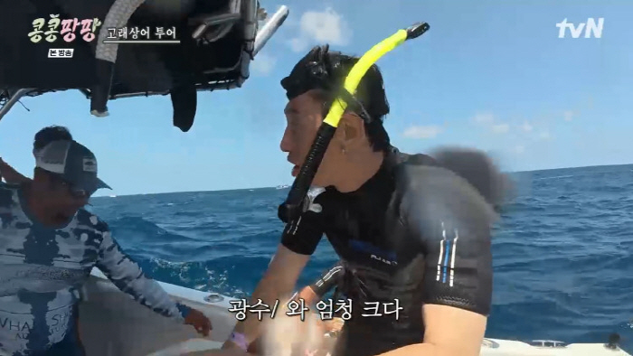 Lee Kwang-soo, Kim Woo-bin and Doh Kyung-soo Brave Rough Seas to Meet Whale Shark
