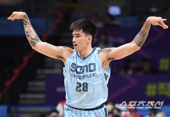  Kembao scores a 3-point shot and celebrates a great ceremony