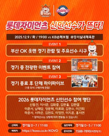 Busan Eye's surprise collaboration with OK Savings Bank X Lotte...Newcomers such as Shin Dong-gun are visiting Gangseo Gymnasium