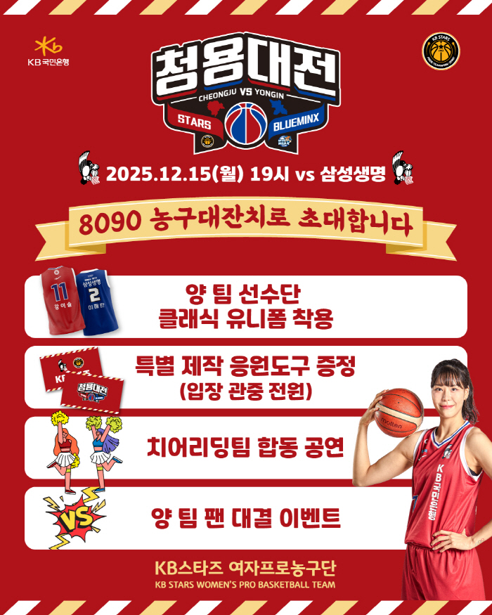 KB Stars and Samsung Life Insurance will hold the WKBL's first classical derby Cheongyong match on the 15th