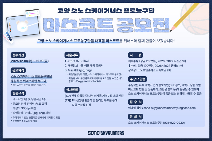 Professional Basketball Sono Holds First Official Mascot Design Contest for Fans